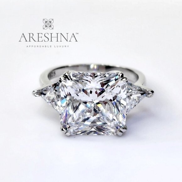 10ct Lab Created Diamond Princess Cut Engagement Ring Wedding Ring - Picture 8 of 16